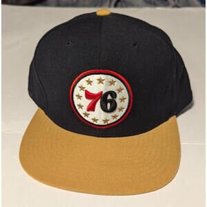 Mitchell & Ness Philadelphia 76ers White Popz Black Adjustable Snapback Hat Cap